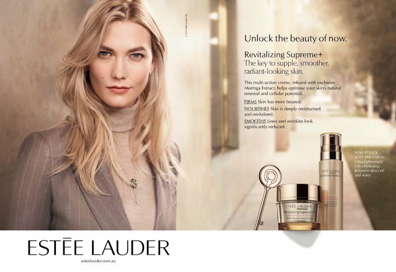 Karlie Kloss featured in  the Estée Lauder Perfectionist Pro advertisement for Spring/Summer 2019