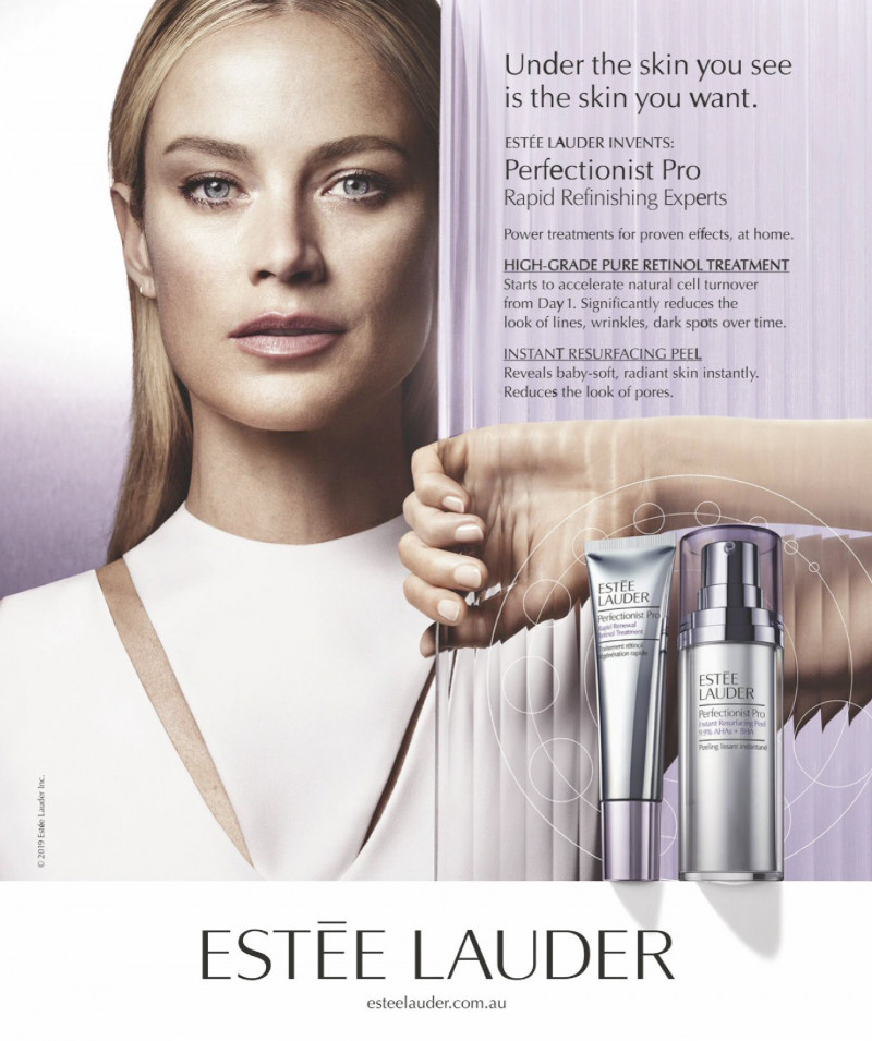 Carolyn Murphy featured in  the Estée Lauder Perfectionist Pro advertisement for Spring/Summer 2019