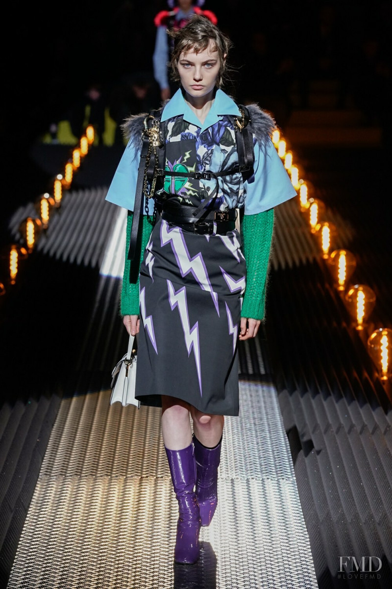 Fran Summers featured in  the Prada fashion show for Autumn/Winter 2019