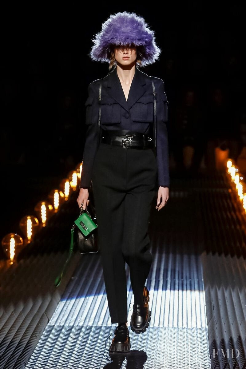Rianne Van Rompaey featured in  the Prada fashion show for Autumn/Winter 2019