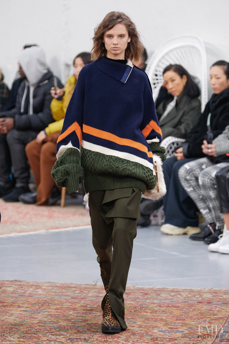 Giselle Norman featured in  the Sacai fashion show for Autumn/Winter 2019