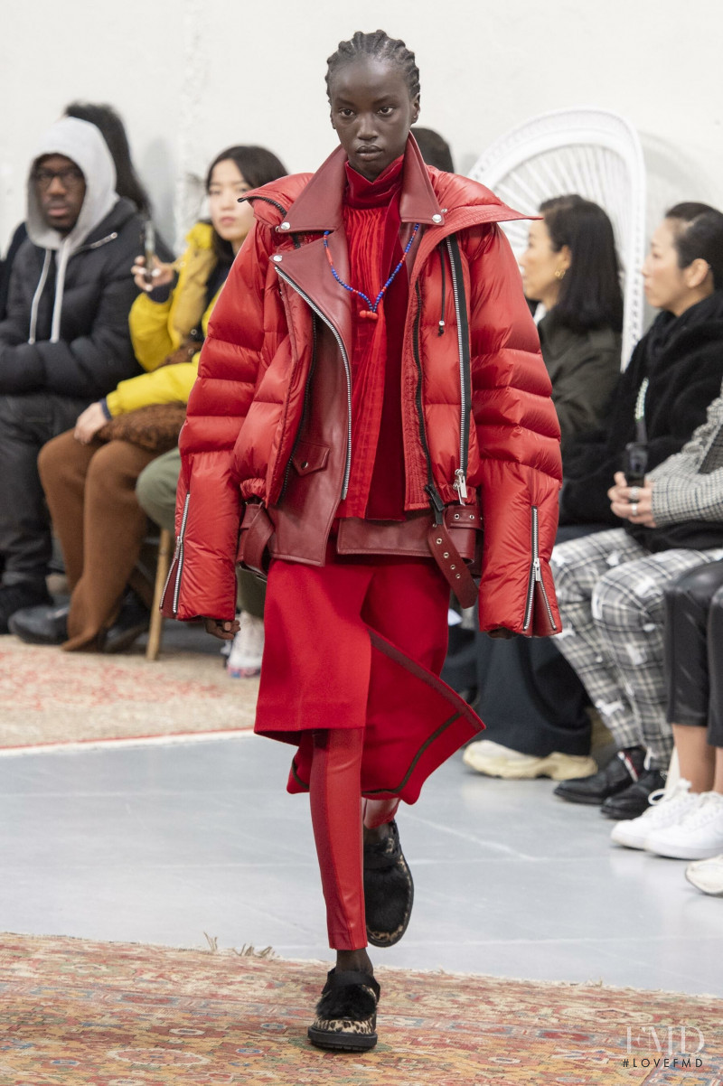 Anok Yai featured in  the Sacai fashion show for Autumn/Winter 2019