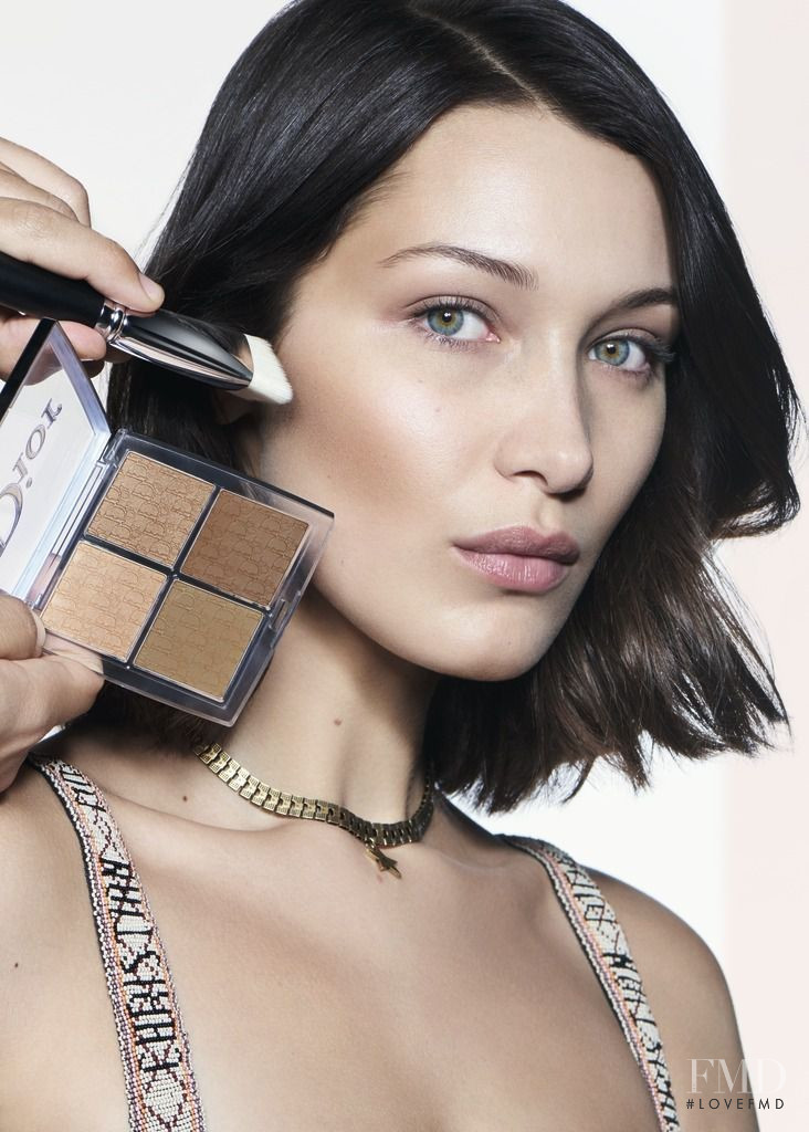 Bella Hadid featured in  the Dior Beauty Backstage Campaign advertisement for Pre-Fall 2018