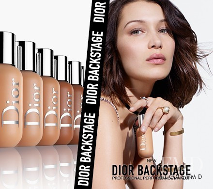 Bella Hadid featured in  the Dior Beauty Backstage Campaign advertisement for Pre-Fall 2018