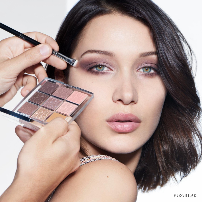 Bella Hadid featured in  the Dior Beauty Backstage Campaign advertisement for Pre-Fall 2018