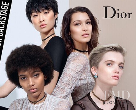 Bella Hadid featured in  the Dior Beauty Backstage Campaign advertisement for Pre-Fall 2018