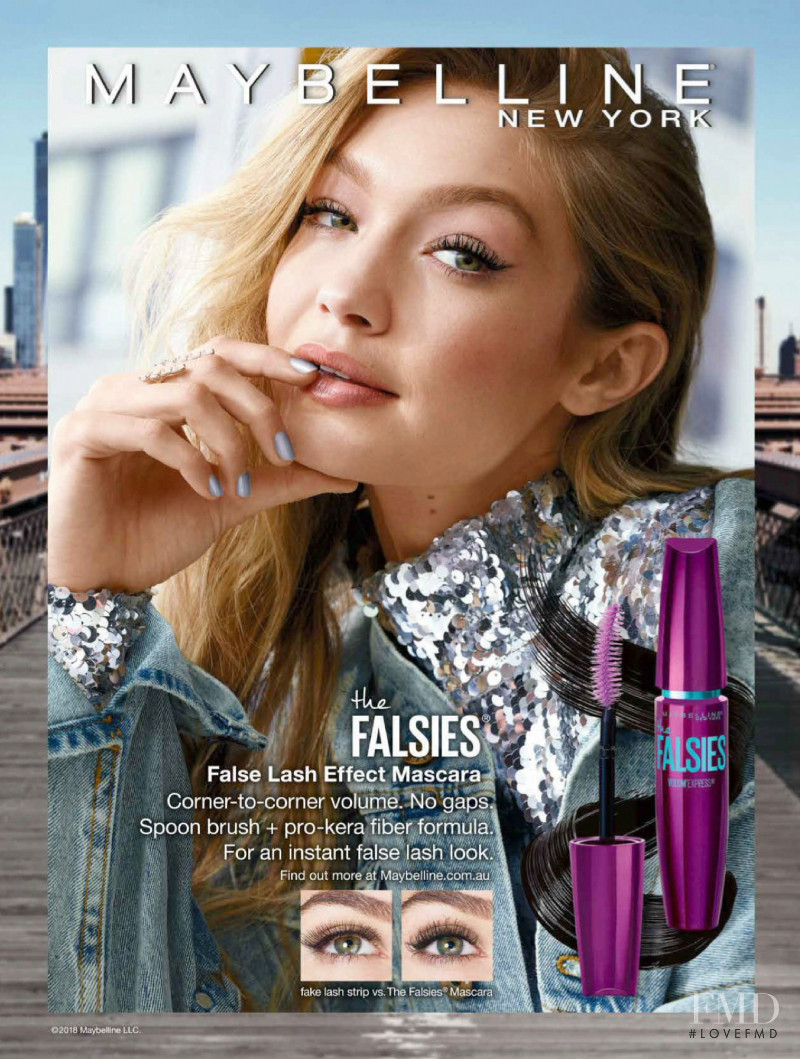 Gigi Hadid featured in  the Maybelline Sculpted Brows advertisement for Spring/Summer 2019