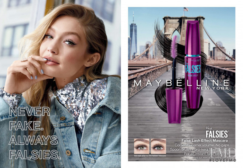 Gigi Hadid featured in  the Maybelline Sculpted Brows advertisement for Spring/Summer 2019