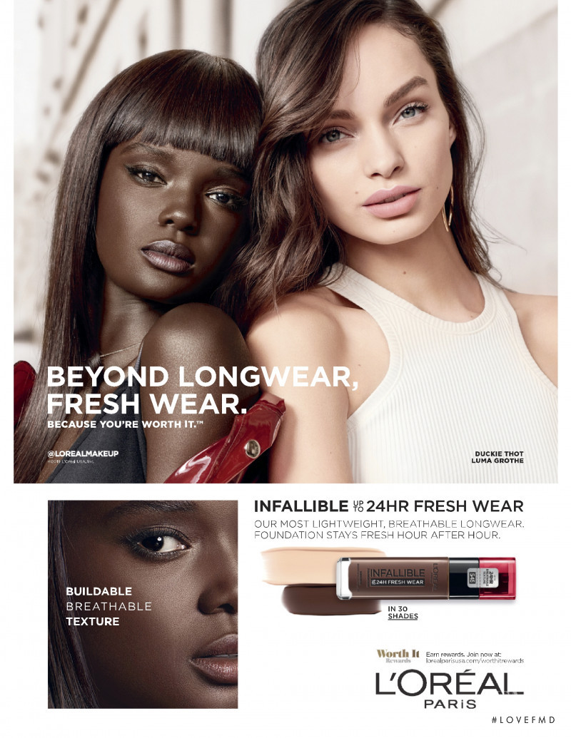 Duckie Thot featured in  the L\'Oreal Paris advertisement for Spring/Summer 2019