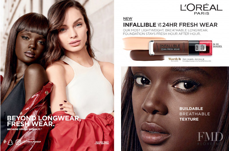 Duckie Thot featured in  the L\'Oreal Paris advertisement for Spring/Summer 2019