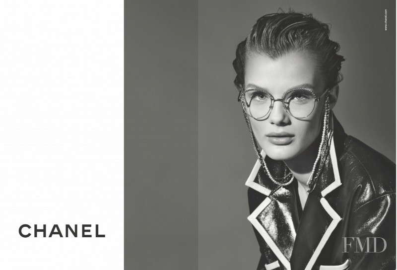 Kris Grikaite featured in  the Chanel Eyewear advertisement for Spring/Summer 2019