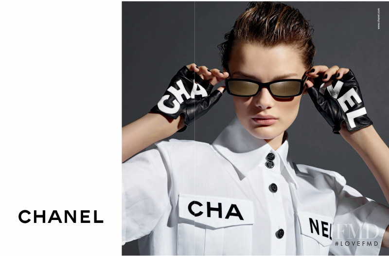 Kris Grikaite featured in  the Chanel Eyewear advertisement for Spring/Summer 2019