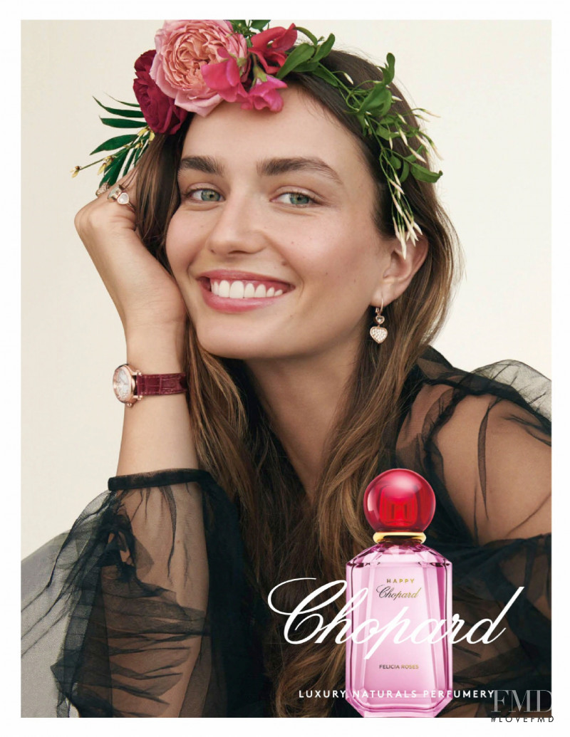 Andreea Diaconu featured in  the Chopard Happy Felicia Roses Fragrance advertisement for Spring/Summer 2019