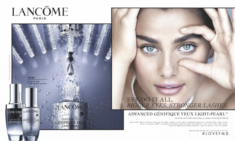 Taylor Hill featured in  the Lancome advertisement for Spring/Summer 2019