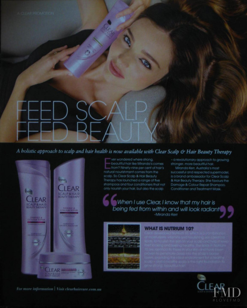 Miranda Kerr featured in  the Clear Haircare advertisement for Autumn/Winter 2013