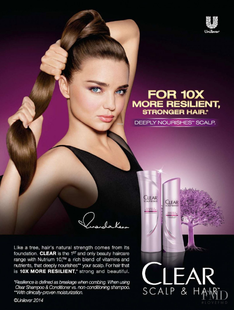 Miranda Kerr featured in  the Clear Haircare advertisement for Spring/Summer 2014