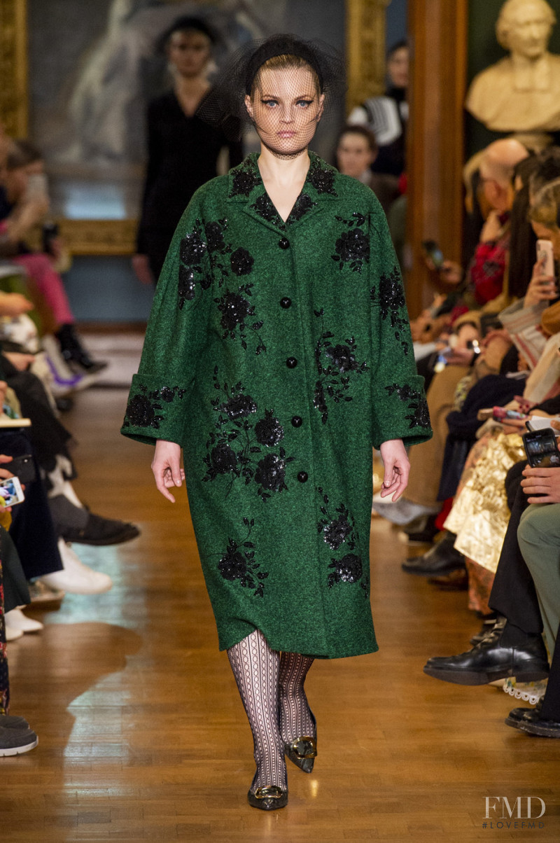 Guinevere van Seenus featured in  the Erdem fashion show for Autumn/Winter 2019