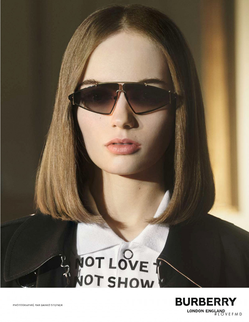 Fran Summers featured in  the Burberry Eyewear advertisement for Spring/Summer 2019