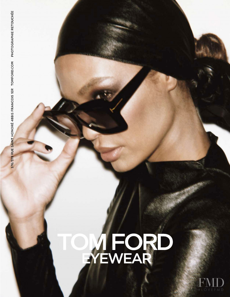 Joan Smalls featured in  the Tom Ford Eyewear advertisement for Spring/Summer 2019