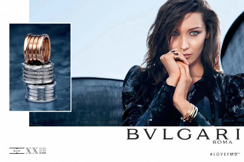 Bella Hadid featured in  the Bulgari advertisement for Autumn/Winter 2019