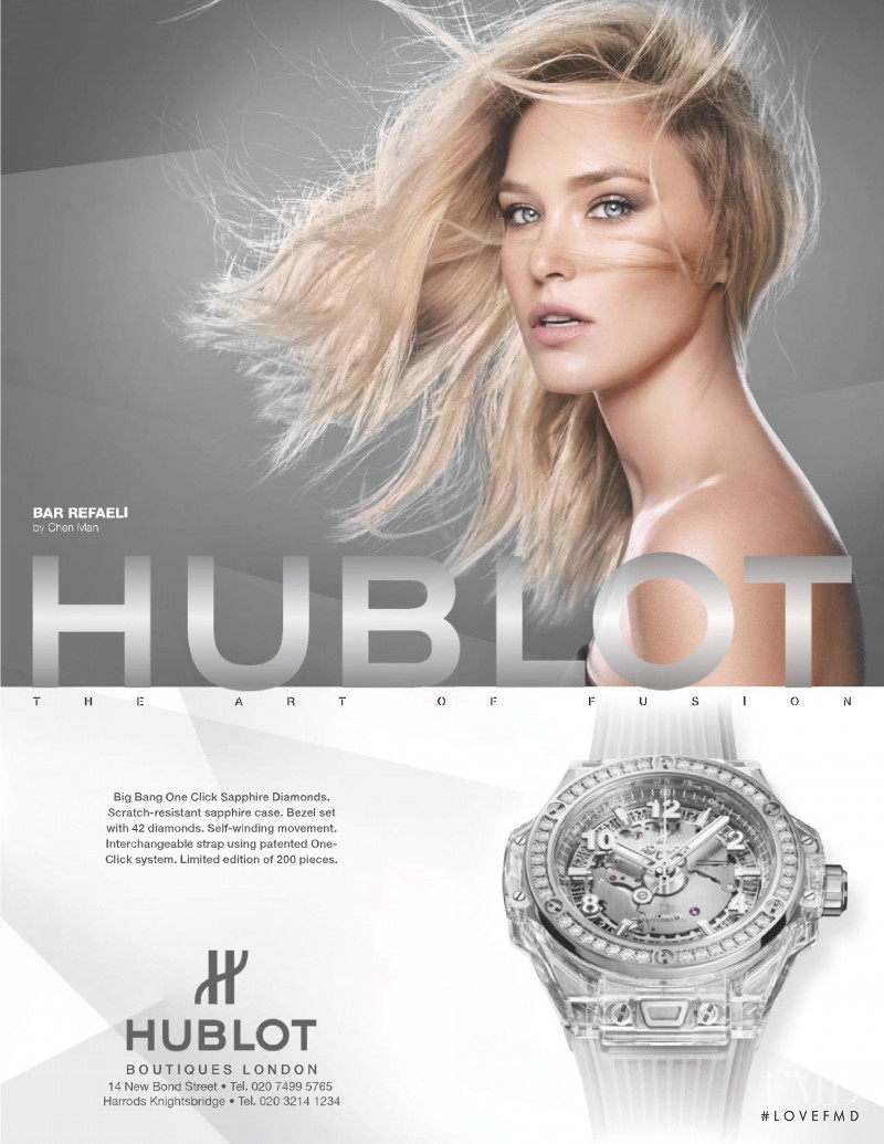 Bar Refaeli featured in  the Hublot advertisement for Spring/Summer 2019
