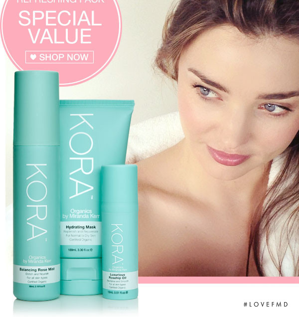 Miranda Kerr featured in  the Kora Organics advertisement for Autumn/Winter 2014