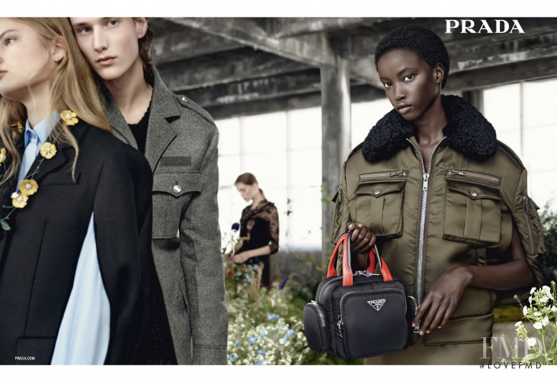 Anok Yai featured in  the Prada advertisement for Autumn/Winter 2019