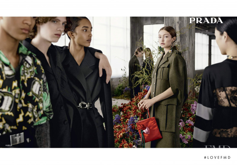 Gigi Hadid featured in  the Prada advertisement for Autumn/Winter 2019