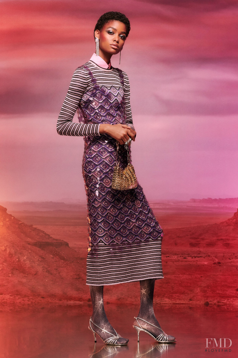 Blesnya Minher featured in  the Paco Rabanne lookbook for Resort 2020