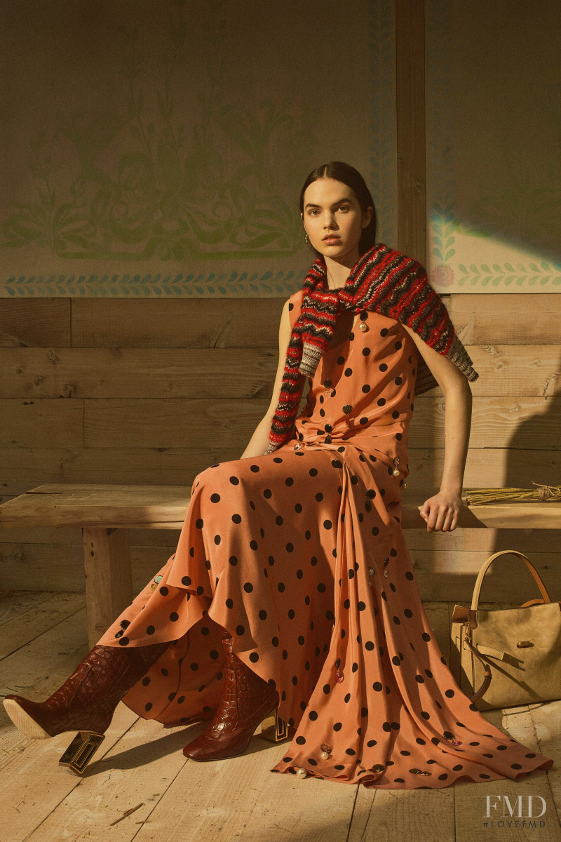 Lily Stewart featured in  the Tory Burch lookbook for Resort 2020