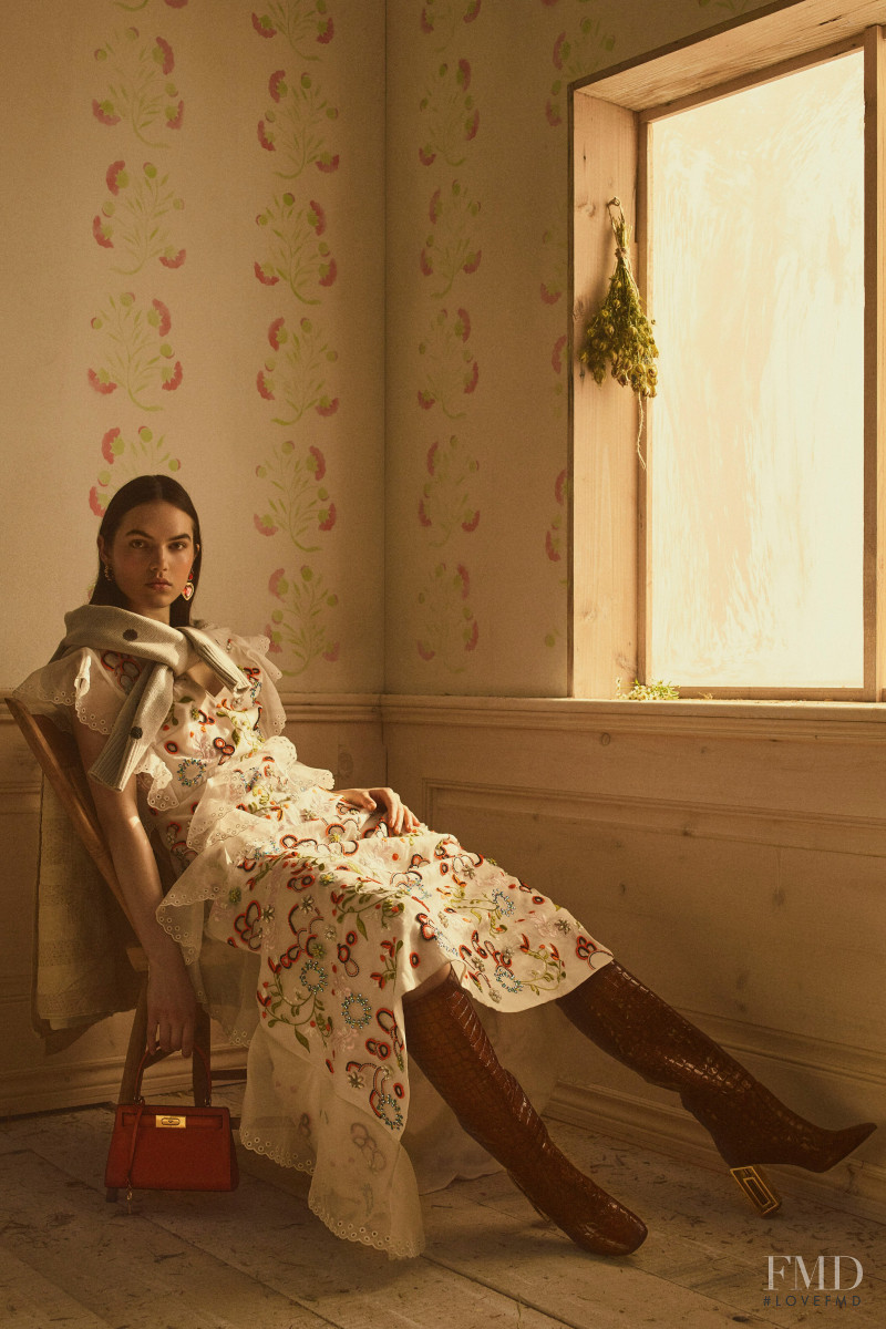 Lily Stewart featured in  the Tory Burch lookbook for Resort 2020