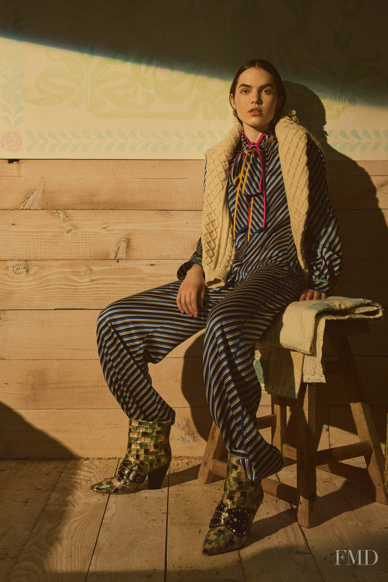 Lily Stewart featured in  the Tory Burch lookbook for Resort 2020