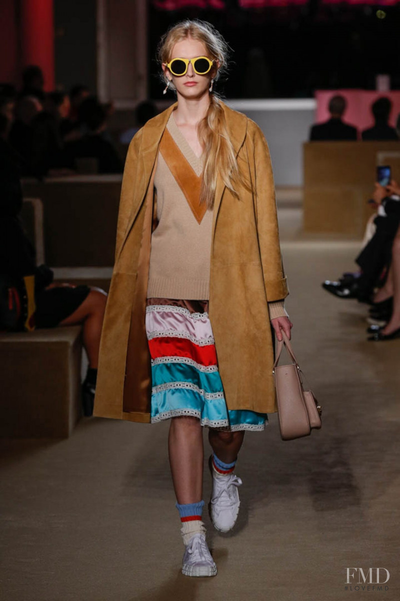 Mia Brammer featured in  the Prada fashion show for Resort 2020