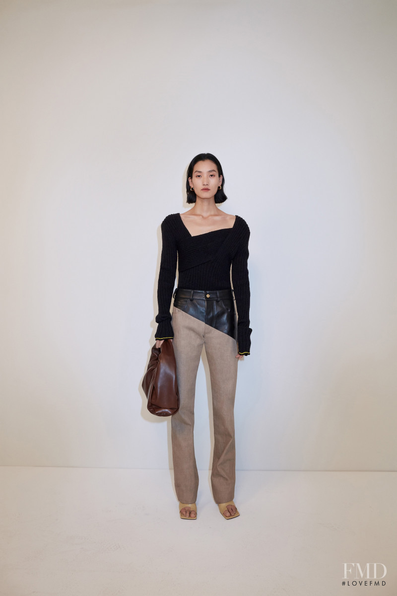 Lina Zhang featured in  the Bottega Veneta lookbook for Resort 2020