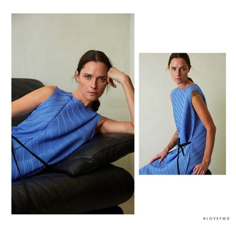 Tasha Tilberg featured in  the Adolfo Dominguez advertisement for Spring/Summer 2018