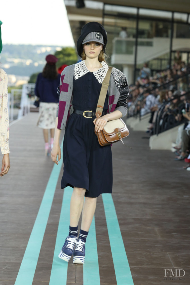 Fran Summers featured in  the Miu Miu fashion show for Resort 2020