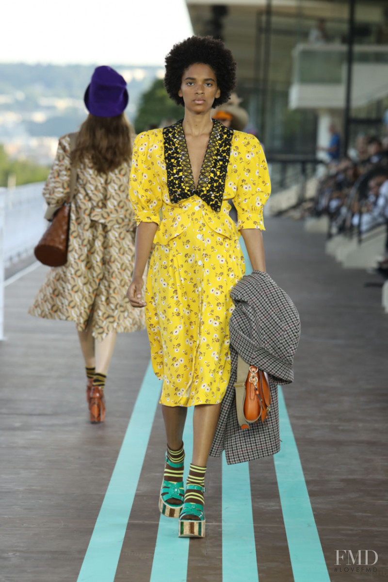 Kimberly Gelabert featured in  the Miu Miu fashion show for Resort 2020