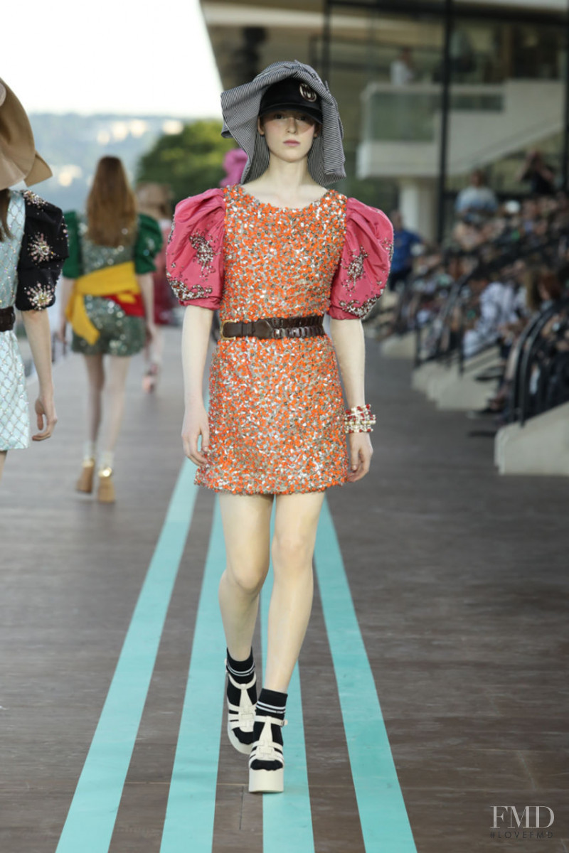 Gisele Fox featured in  the Miu Miu fashion show for Resort 2020