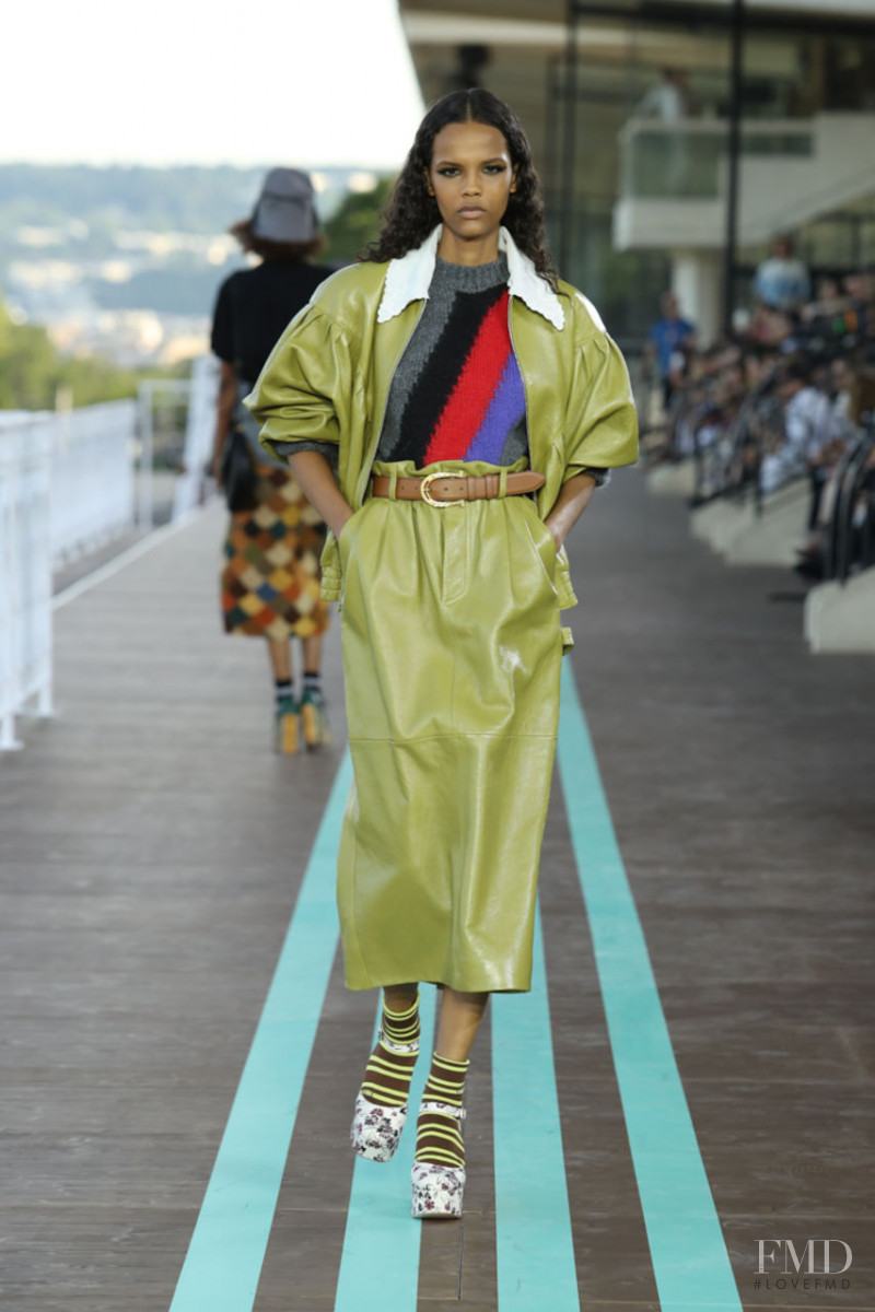 Natalia Montero featured in  the Miu Miu fashion show for Resort 2020