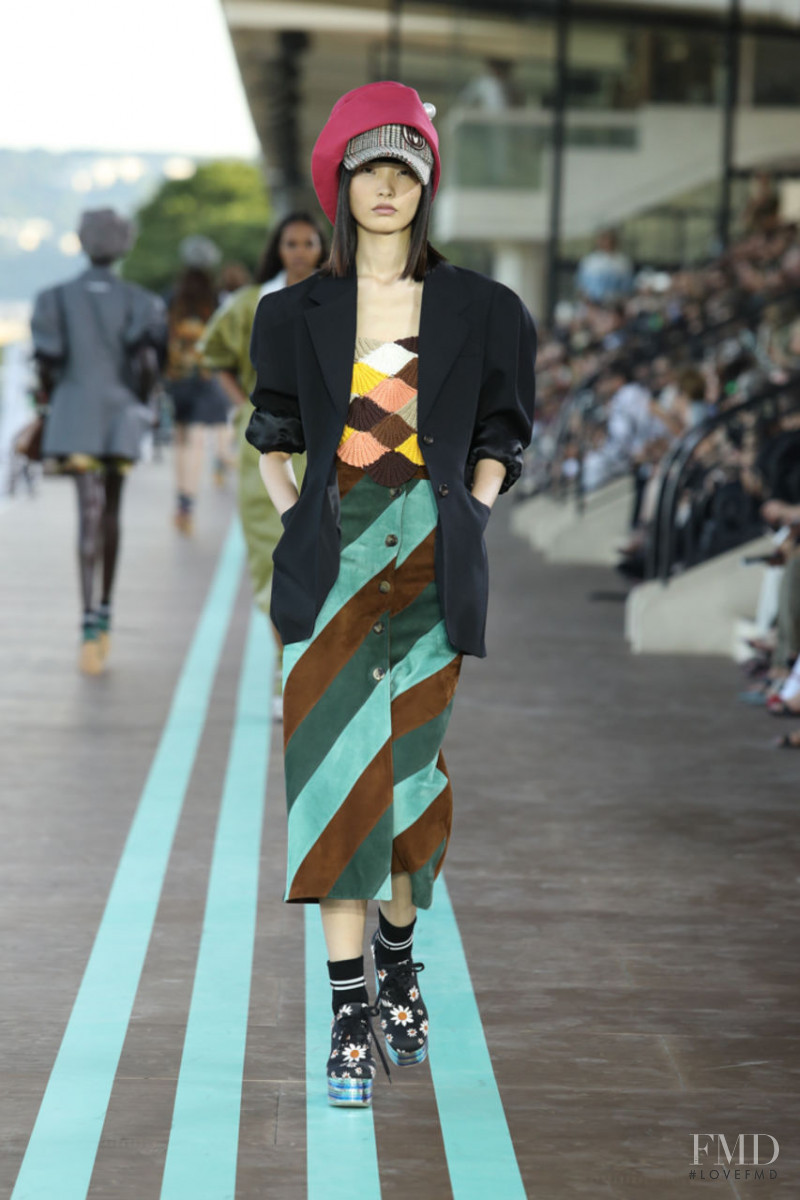 Jing Huang featured in  the Miu Miu fashion show for Resort 2020