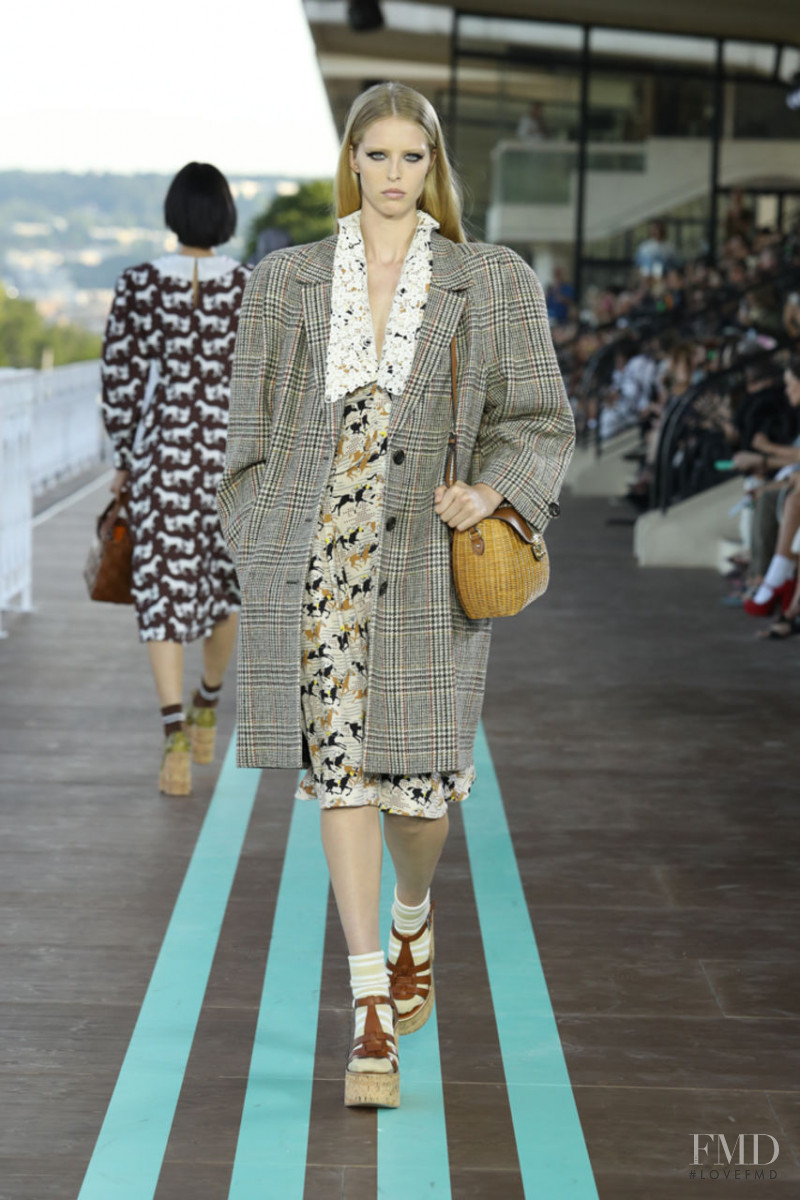 Abby Champion featured in  the Miu Miu fashion show for Resort 2020