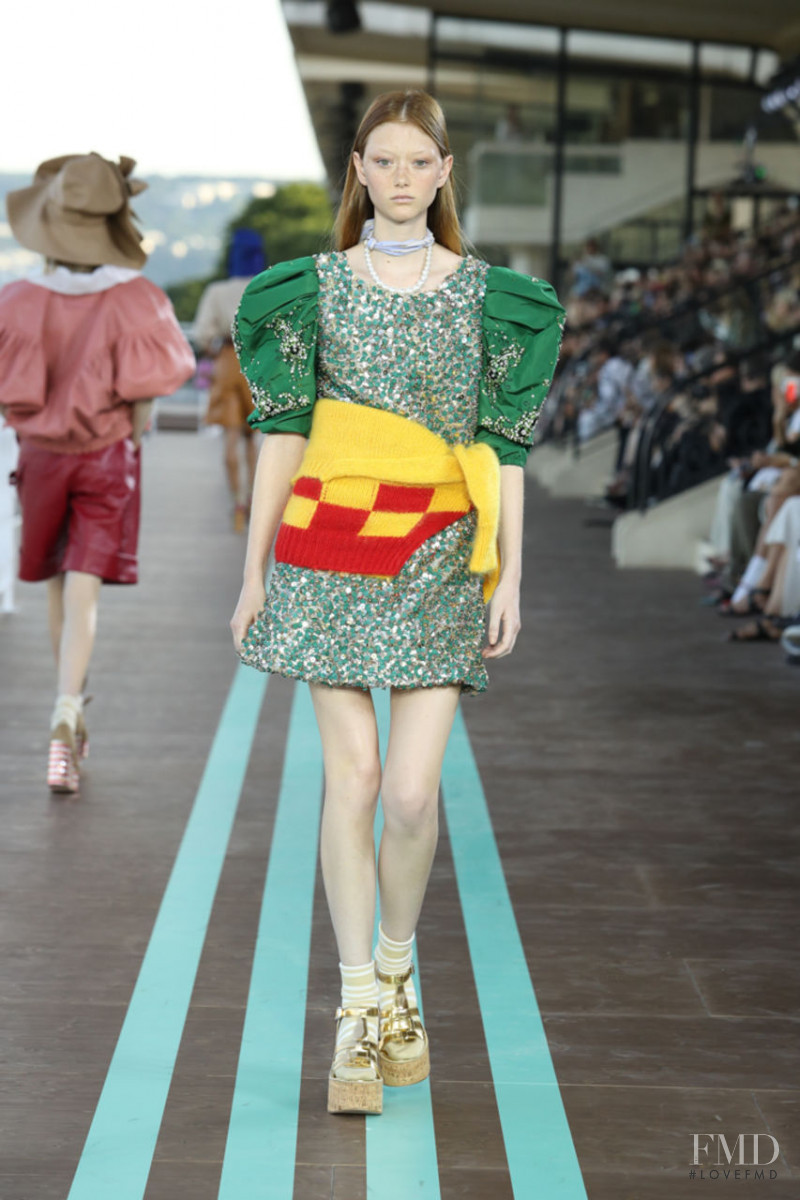 Sara Grace Wallerstedt featured in  the Miu Miu fashion show for Resort 2020