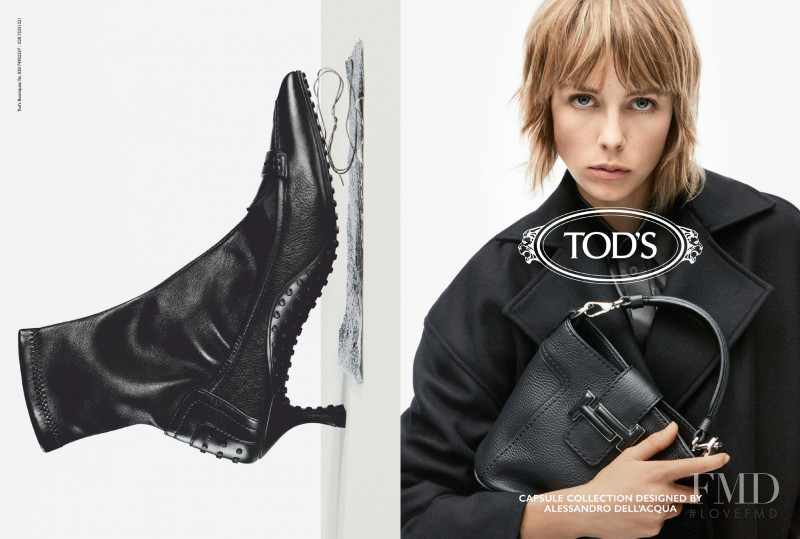 Edie Campbell featured in  the Tod\'s advertisement for Autumn/Winter 2018