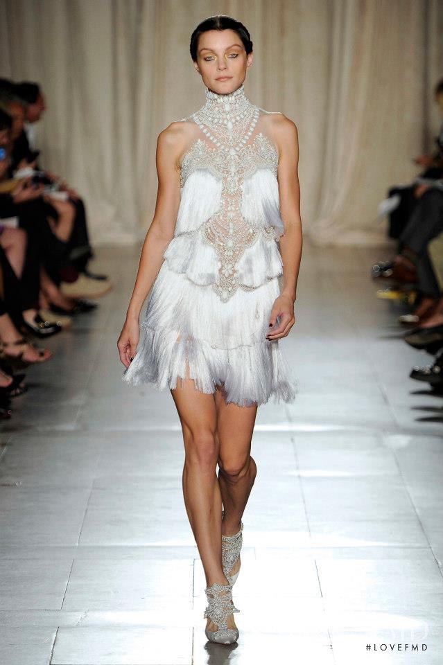 Jessica Stam featured in  the Marchesa fashion show for Spring/Summer 2013