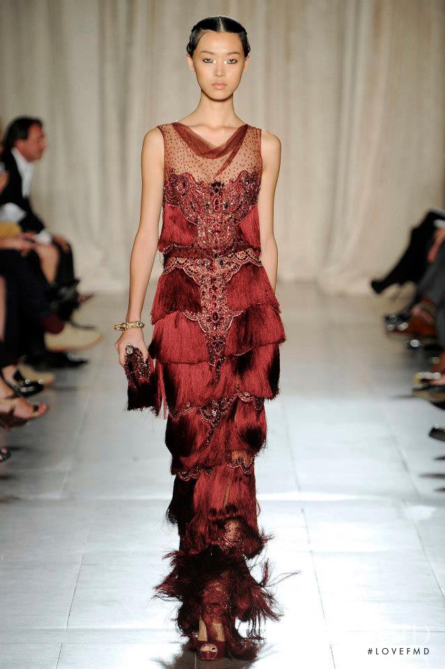 Tian Yi featured in  the Marchesa fashion show for Spring/Summer 2013