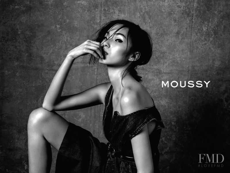Xiao Wen Ju featured in  the Moussy Moussy Jeans Fall/Winter 2015 advertisement for Autumn/Winter 2015