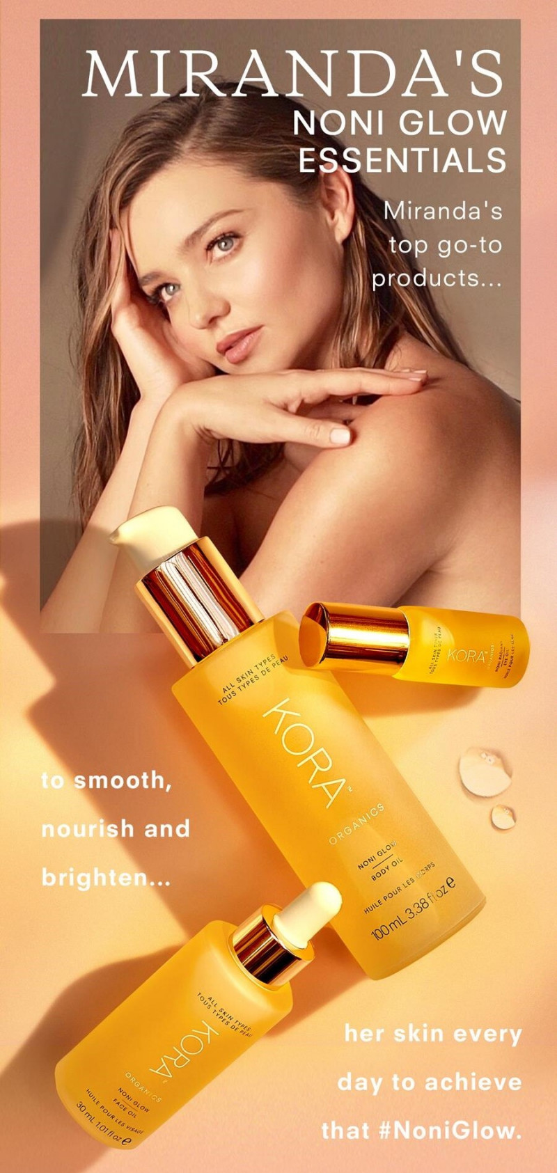 Miranda Kerr featured in  the Kora Organics advertisement for Autumn/Winter 2019