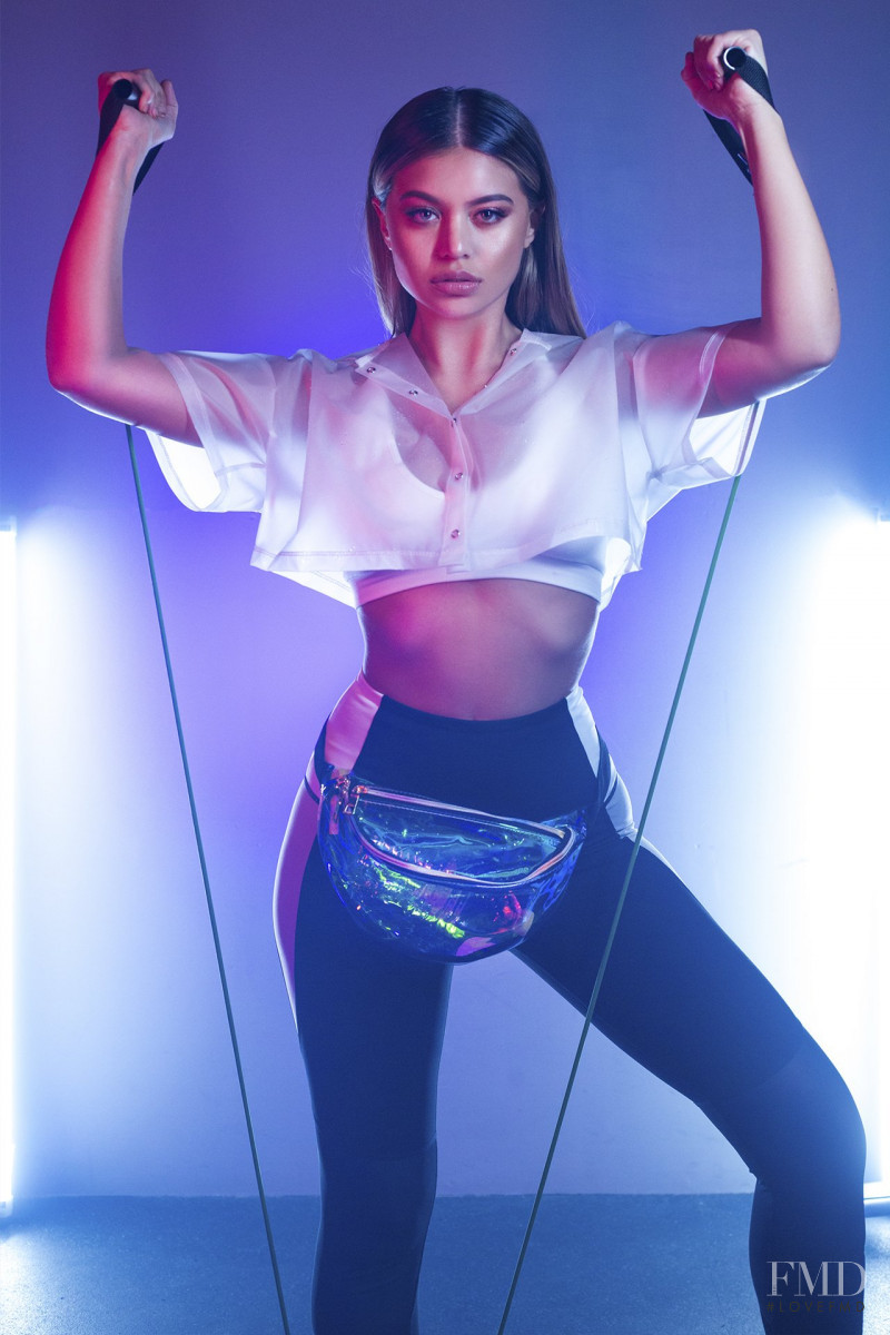 Sofia Jamora featured in  the Fashion Nova SPIN Activewear lookbook for Spring 2018