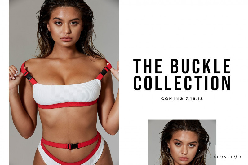 Sofia Jamora featured in  the Frankies Bikinis The Buckle Collection lookbook for Summer 2018