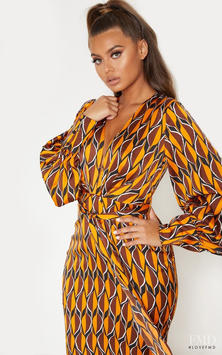 Sofia Jamora featured in  the PrettyLittleThing catalogue for Autumn/Winter 2018